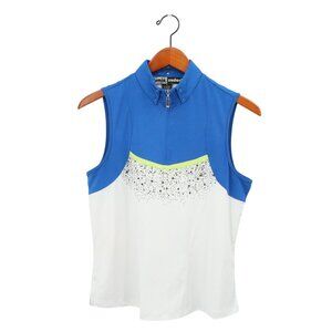 Jamie Sadock Blue White Colorblock Sleeveless Golf Tennis Top S